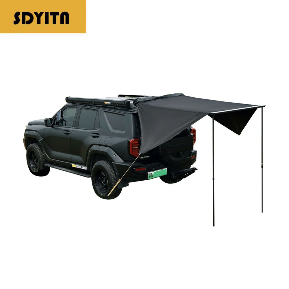 Outdoor Camping Car Tail Tent - Алюминиевый сплав, черный двукрылый верх, открытый