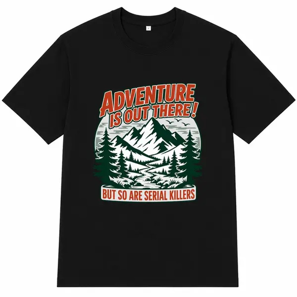 Черная футболка с принтом для  – обзор и цена Outdoor Camping Adventures