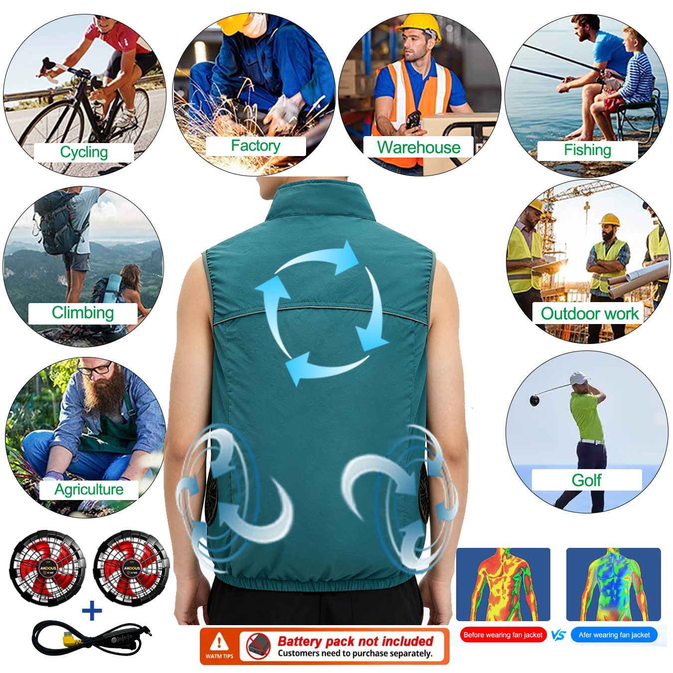 Вентиляторный жилет 12В 5В USB – обзор и цена Outdoor Camping Air Conditioner
